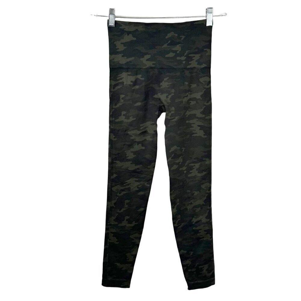Spanx Activewear Look at Me Now Seamless Green Camo Crop Leggings Athleisure S/P